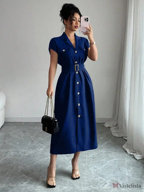 Vestido Midi Chemise Estilo Social Sofisticado Vestido Midi Chemise Estilo Social Sofisticado
