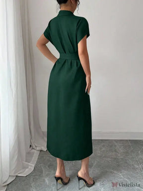 Vestido Midi Chemise Estilo Social Sofisticado Vestido Midi Chemise Estilo Social Sofisticado