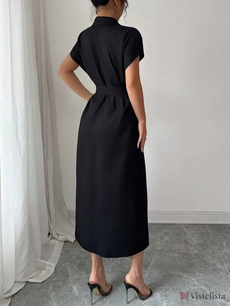 Vestido Midi Chemise Estilo Social Sofisticado Vestido Midi Chemise Estilo Social Sofisticado