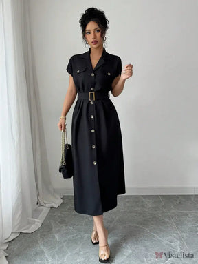 Vestido Midi Chemise Estilo Social Sofisticado Vestido Midi Chemise Estilo Social Sofisticado