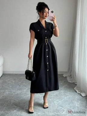 Vestido Midi Chemise Estilo Social Sofisticado Vestido Midi Chemise Estilo Social Sofisticado