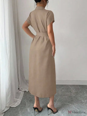 Vestido Midi Chemise Estilo Social Sofisticado Vestido Midi Chemise Estilo Social Sofisticado