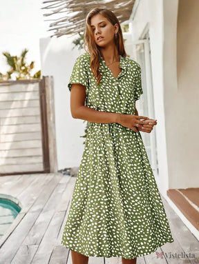 Vestido Midi Chemise Feminino Com Manga Curta Vestido Midi Chemise Feminino Com Manga Curta