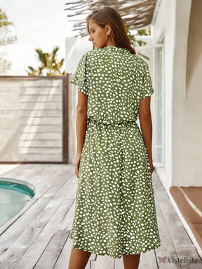 Vestido Midi Chemise Feminino Com Manga Curta Vestido Midi Chemise Feminino Com Manga Curta