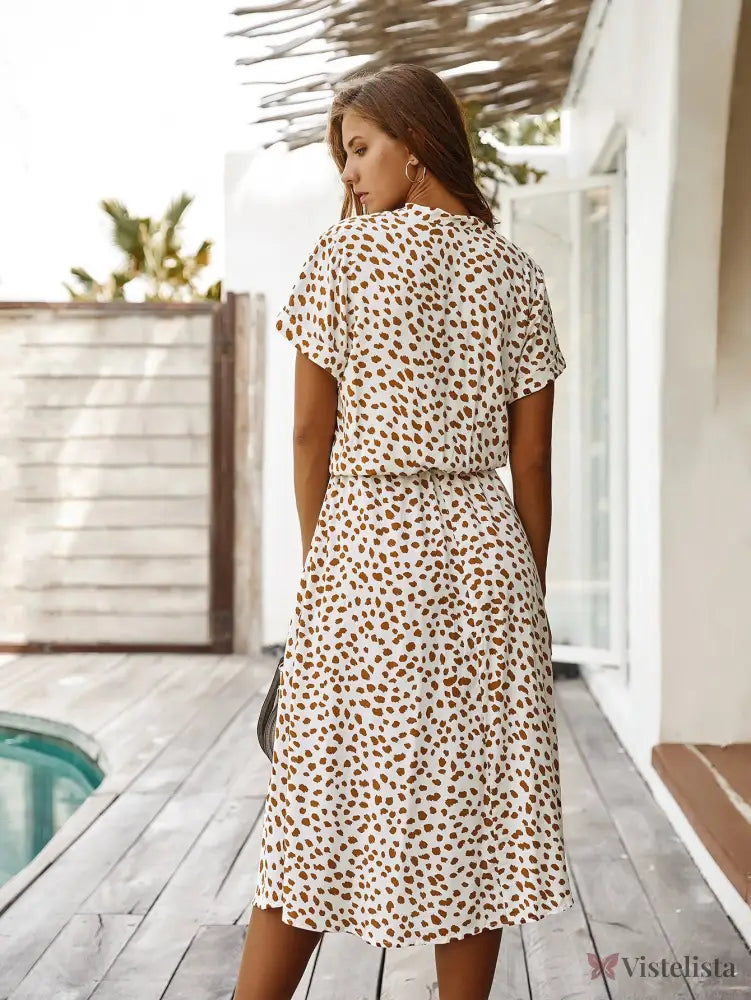 Vestido Midi Chemise Feminino Com Manga Curta Vestido Midi Chemise Feminino Com Manga Curta