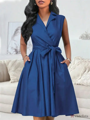 Vestido Midi Chemise Social Com Gola Lapela Azul-marinho / PP Vestido Midi Chemise Social Com Gola Lapela