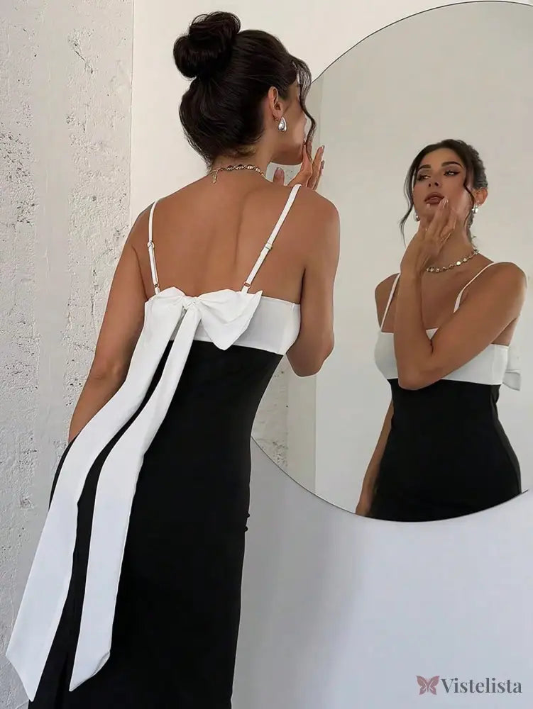 Vestido Midi Com Alças Finas E Laço Elegante Nas Costas Branco / PP Vestido Midi Com Alças Finas E Laço Elegante Nas