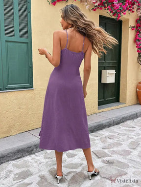 Vestido Midi Elegante Decote Cruzado E Caimento Suave Vestido Midi Elegante Decote Cruzado E Caimento Suave