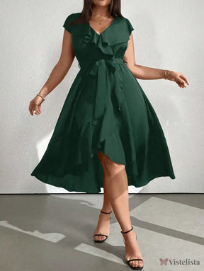 Vestido Midi Envelope Assimétrico Com Faixa Vestido Midi Envelope Assimétrico Com Faixa