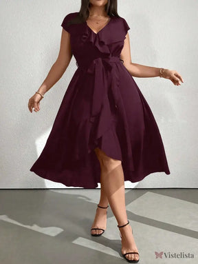 Vestido Midi Envelope Assimétrico Com Faixa Vestido Midi Envelope Assimétrico Com Faixa
