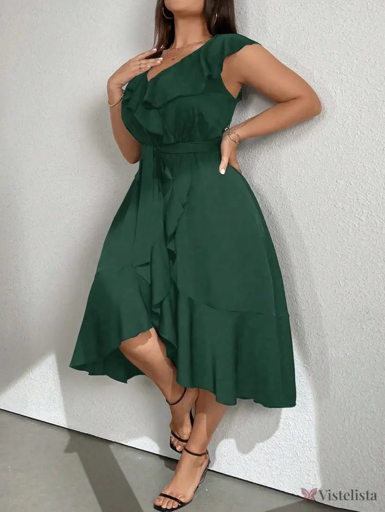 Vestido Midi Envelope Assimétrico Com Faixa Vestido Midi Envelope Assimétrico Com Faixa