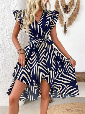 Vestido Midi Envelope Assimétrico Estampa Moderna Vestido Midi Envelope Assimétrico Estampa Moderna