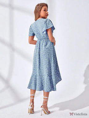 Vestido Midi Envelope Elegante Cintura Ajustada Vestido Midi Envelope Elegante Cintura Ajustada