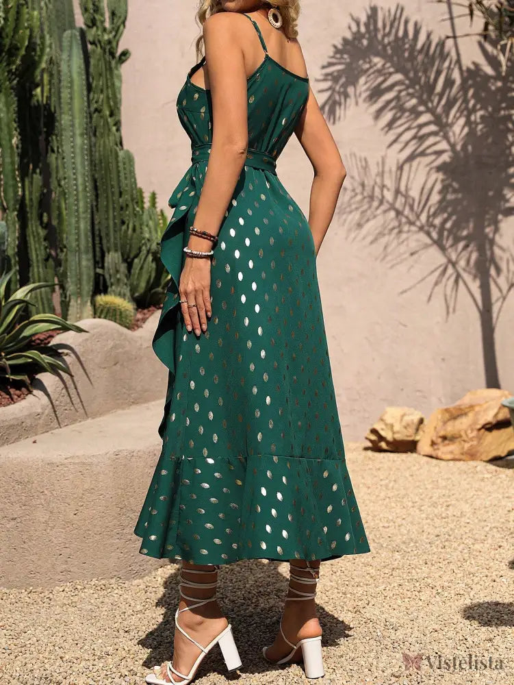 Vestido Midi Envelope Estampado Com Fenda Lateral Vestido Midi Envelope Estampado Com Fenda Lateral