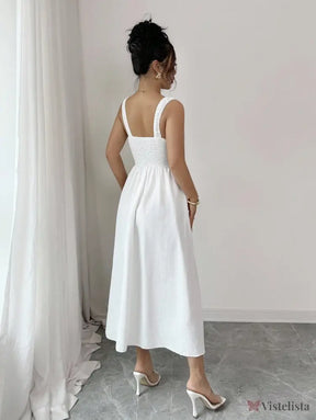 Vestido Midi Evasê Com Amarração Corset Frontal Vestido Midi Evasê Com Amarração Corset Frontal