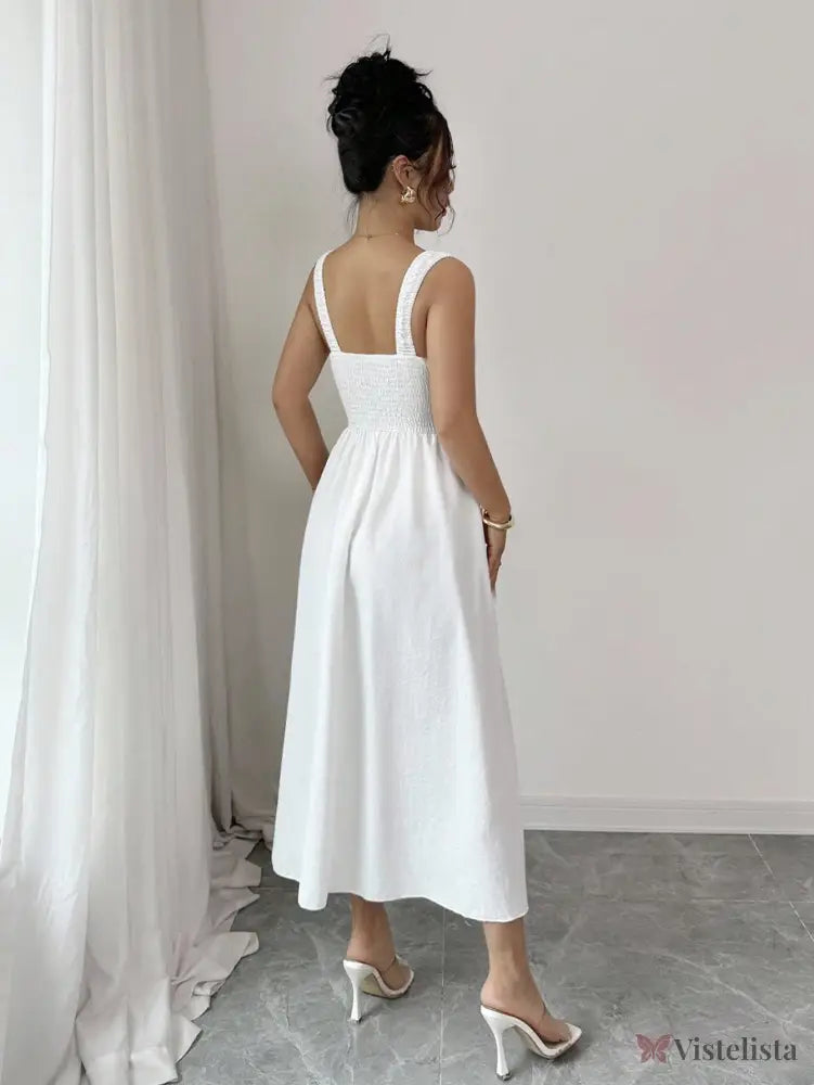 Vestido Midi Evasê Com Amarração Corset Frontal Vestido Midi Evasê Com Amarração Corset Frontal