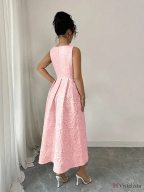 Vestido Midi Fashion Com Decote Quadrado E Saia Evasê Vestido Midi Fashion Com Decote Quadrado E Saia Evasê