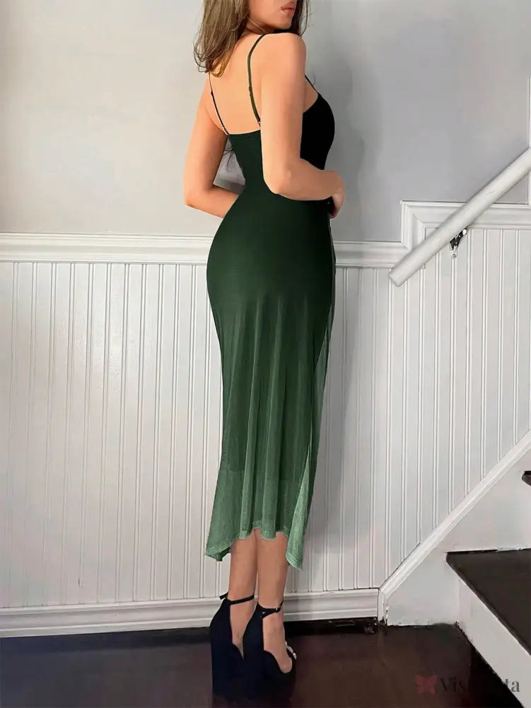 Vestido Midi Slip Dress Justo Draped Lateral Elegante Vestido Midi Slip Dress Justo Draped Lateral Elegante