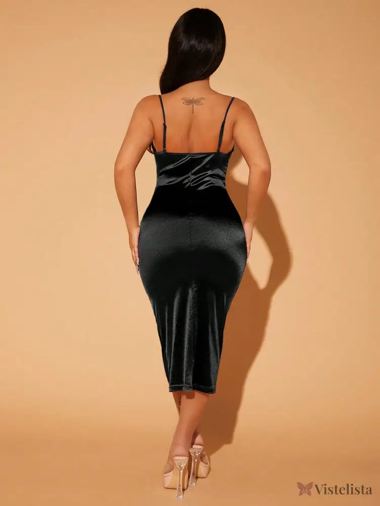 Vestido Midi Slip Dress Justo Em Cetim Brilhante Vestido Midi Slip Dress Justo Em Cetim Brilhante