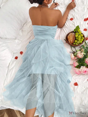 Vestido Midi Tomara Que Caia Com Saia De Camadas Tule Vestido Midi Tomara Que Caia Com Saia De Camadas Tule