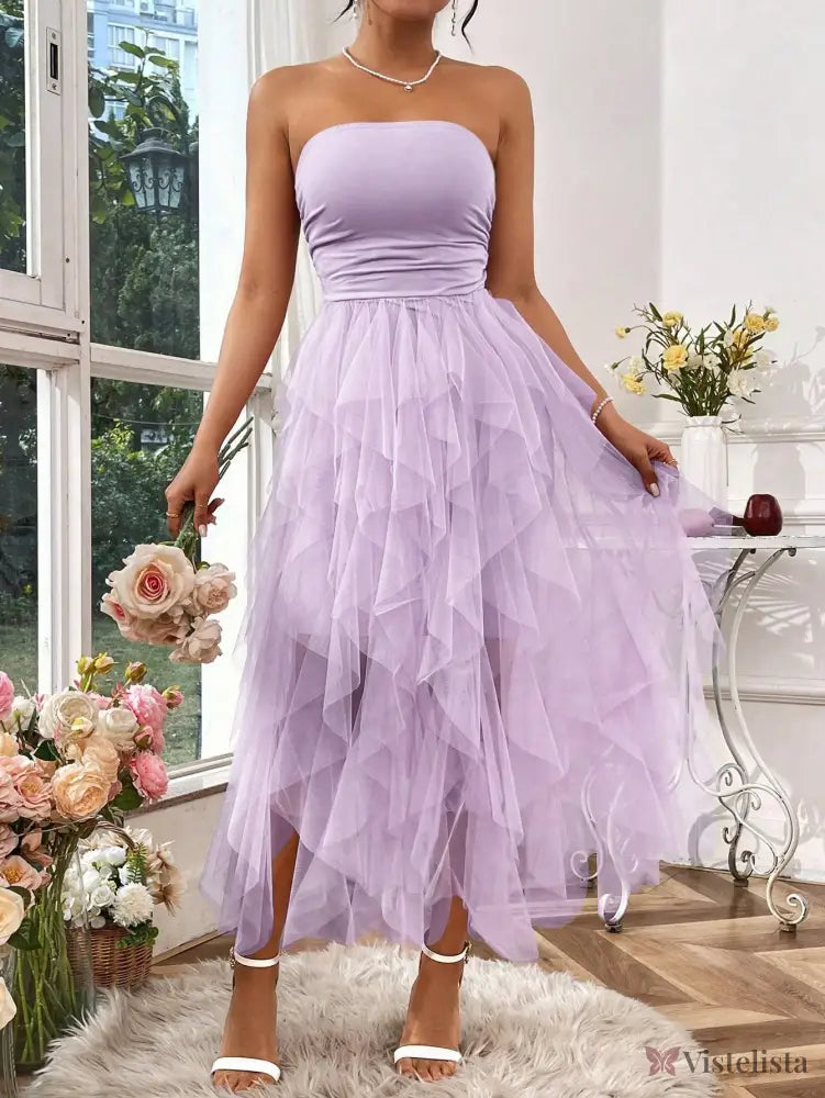 Vestido Midi Tomara Que Caia Com Saia De Camadas Tule Vestido Midi Tomara Que Caia Com Saia De Camadas Tule