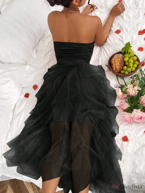 Vestido Midi Tomara Que Caia Com Saia De Camadas Tule Vestido Midi Tomara Que Caia Com Saia De Camadas Tule