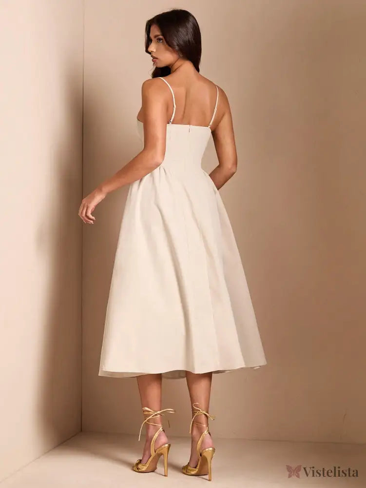 Vestido Midi Tomara Que Caia Com Saia Evasê Vestido Midi Tomara Que Caia Com Saia Evasê
