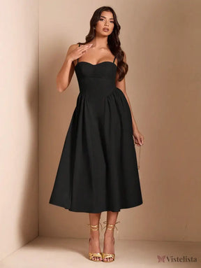 Vestido Midi Tomara Que Caia Com Saia Evasê Vestido Midi Tomara Que Caia Com Saia Evasê