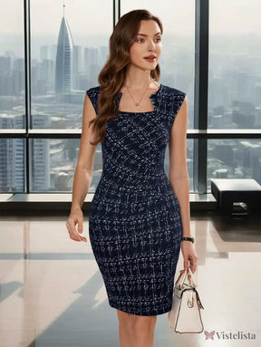 Vestido Tubinho Midi Social Estampado Com Decote Assimétrico Vestido Tubinho Midi Social Estampado Com Decote